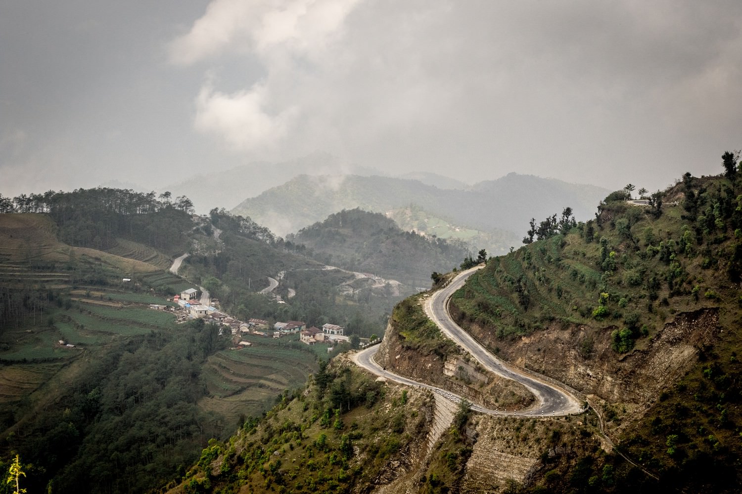 A winding mountain road, Nepal