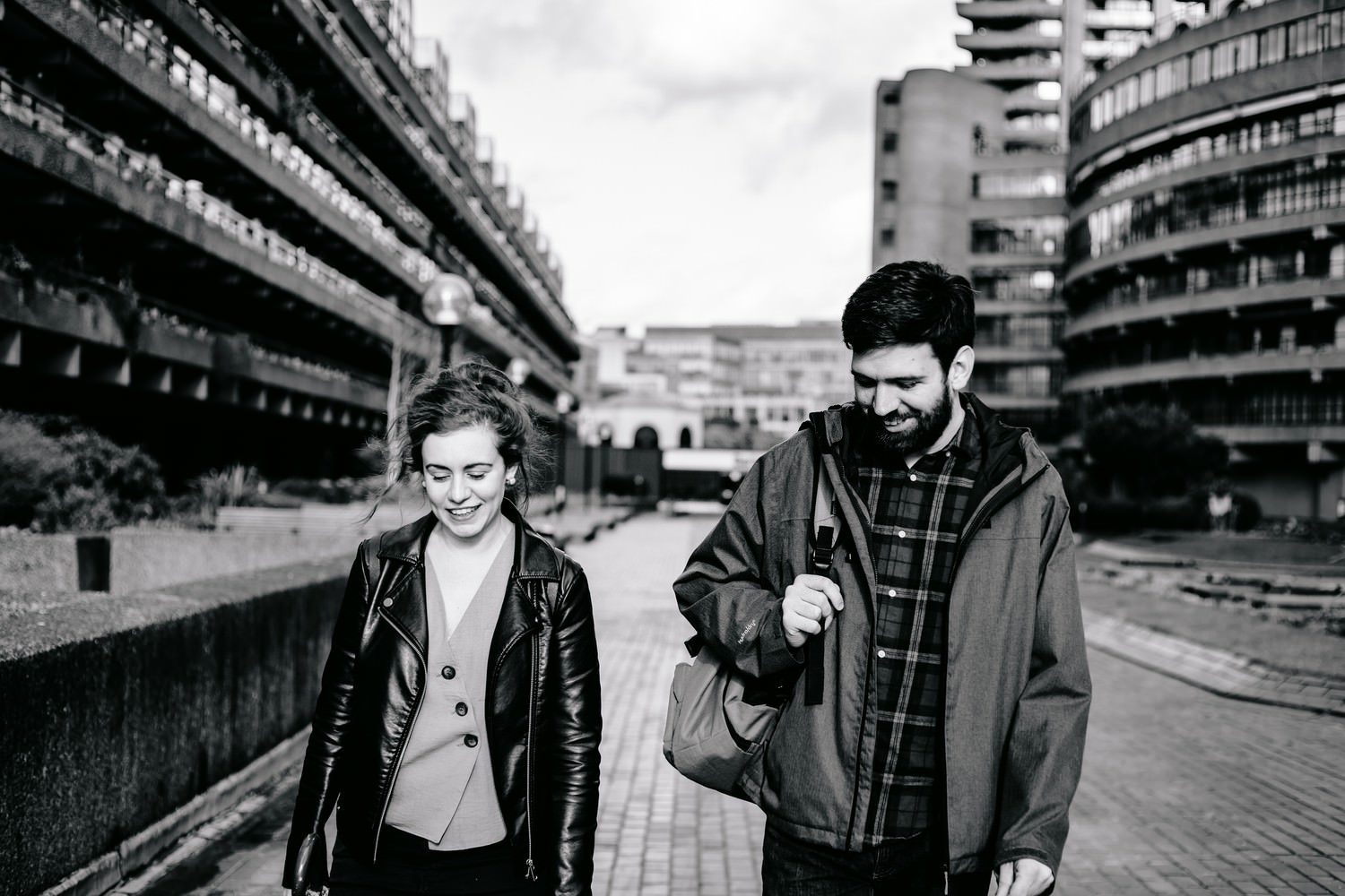 Relaxed engagement and couples photography in Barbican, London