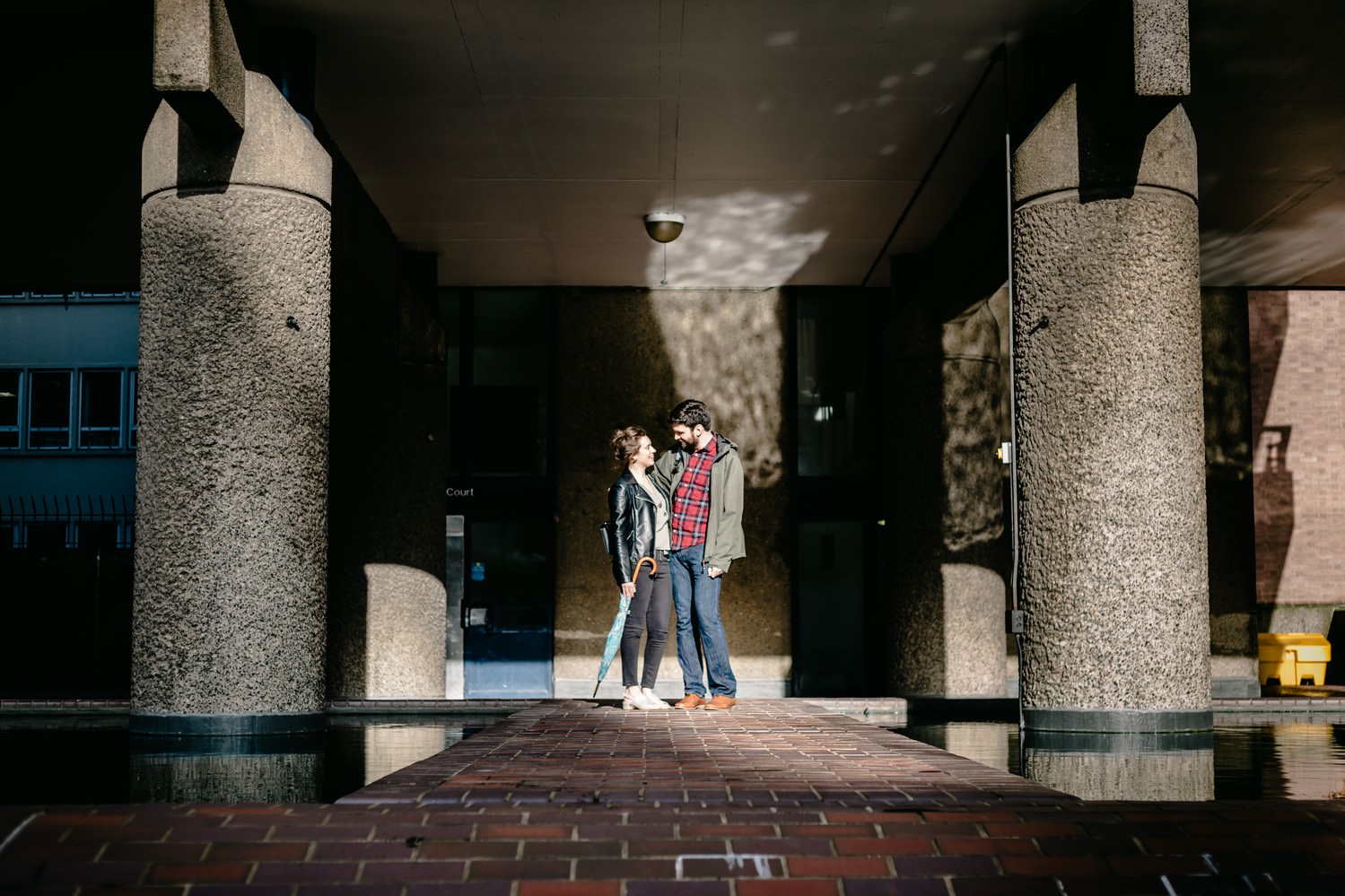Relaxed engagement and couples photography in Barbican, London