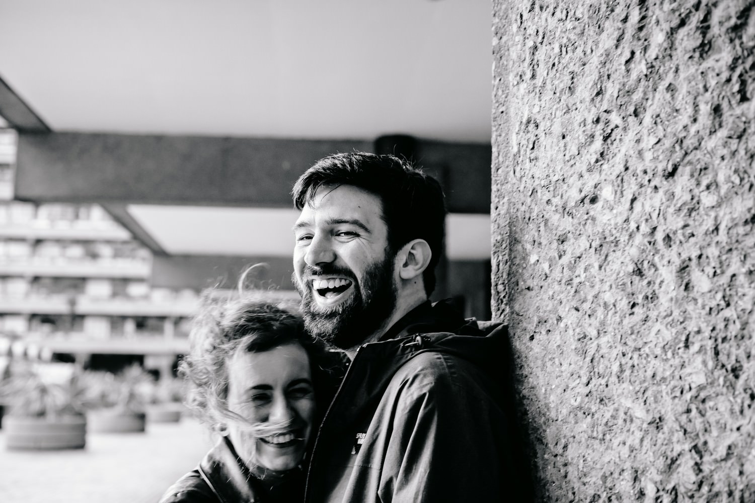 Relaxed engagement and couples photography in Barbican, London