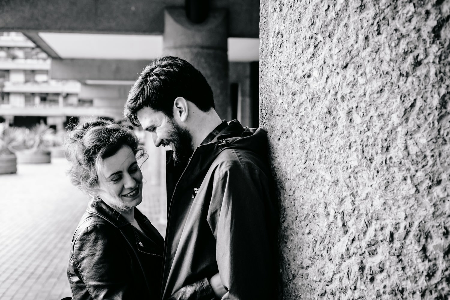 Relaxed engagement and couples photography in Barbican, London