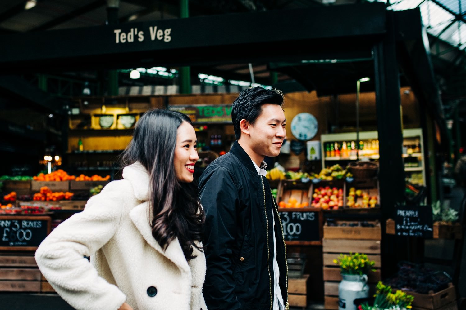 Relaxed engagement shoot at Borough Market, South Bank, London