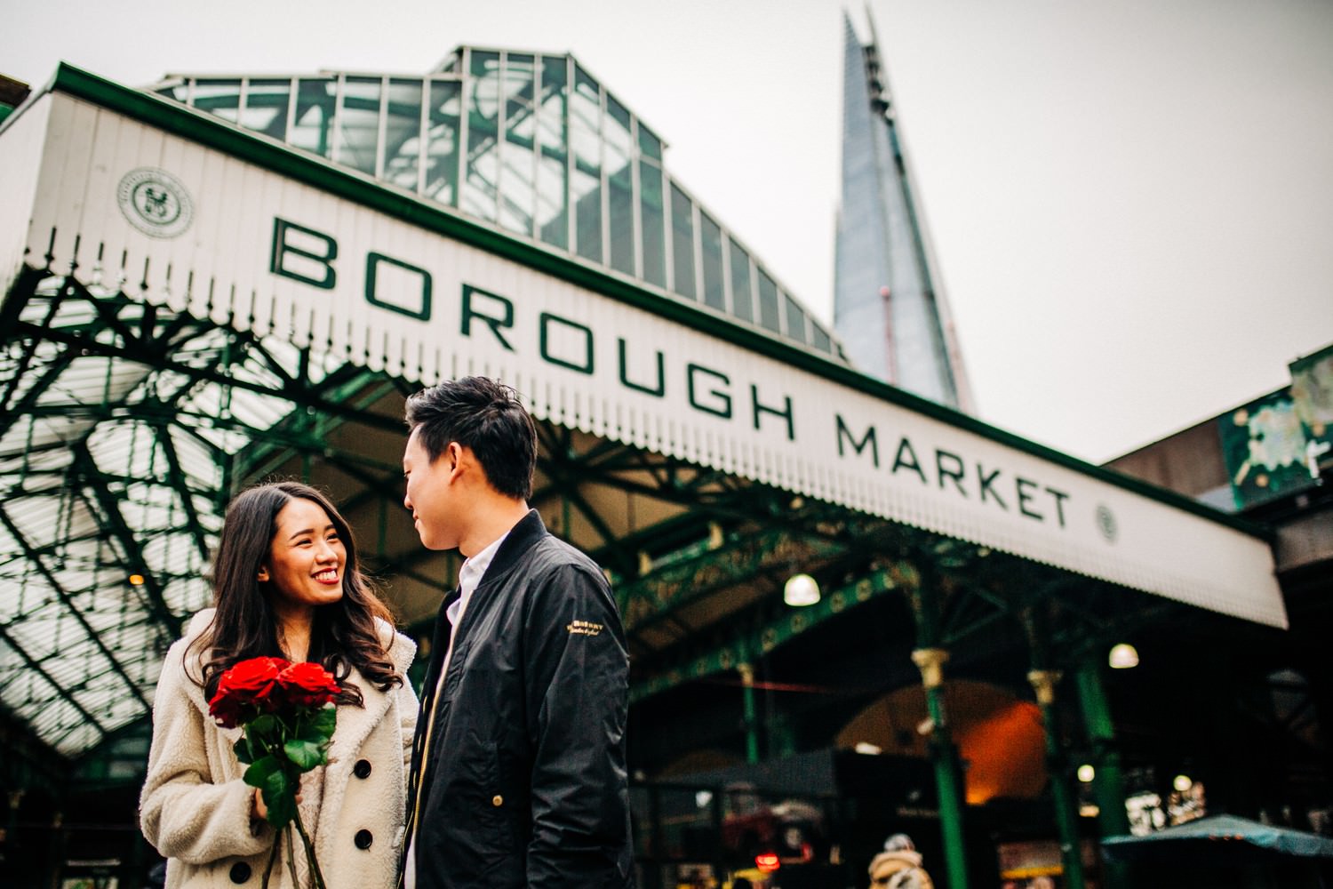 Relaxed engagement shoot at Borough Market, London