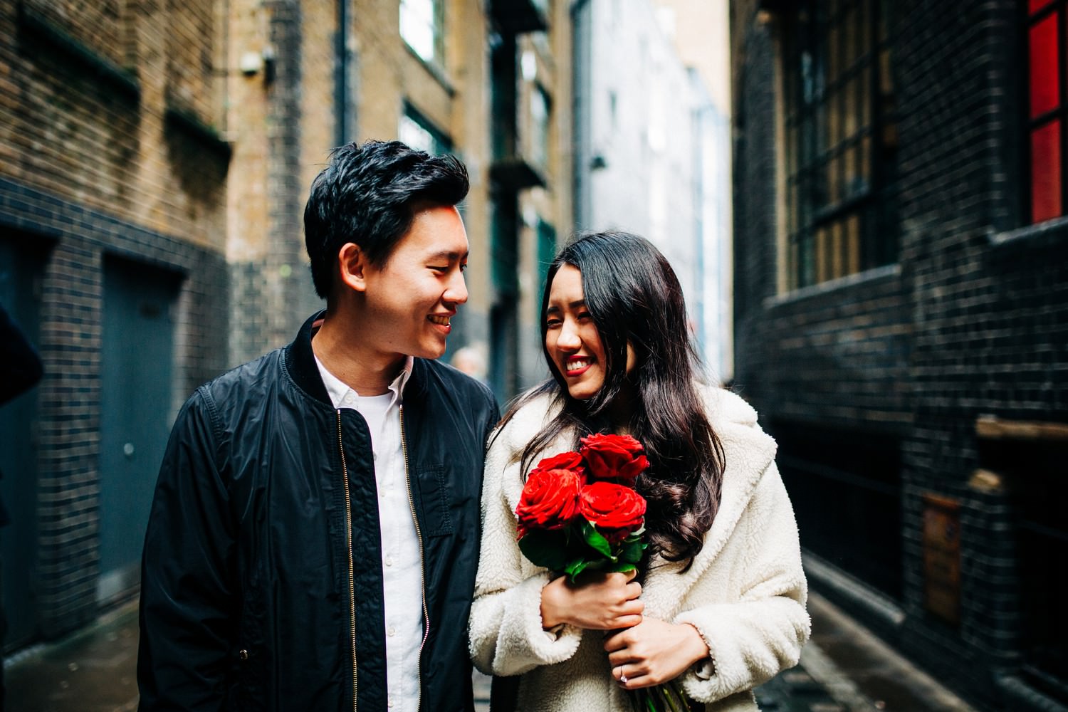 Relaxed engagement shoot at Borough Market, South Bank, London