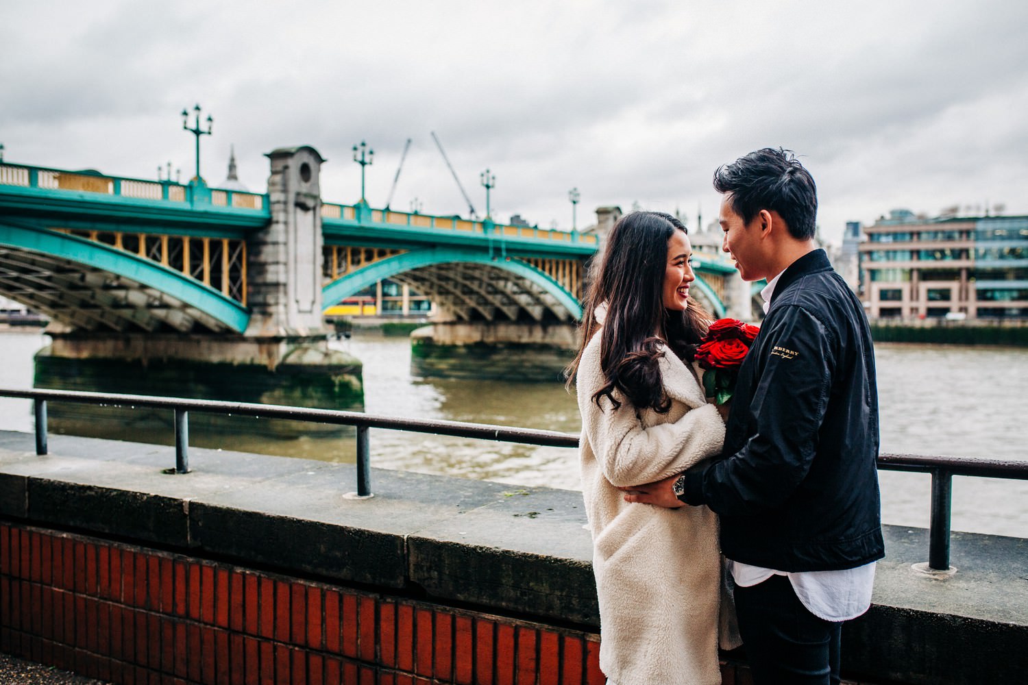 Relaxed engagement shoot at Borough Market, South Bank, London