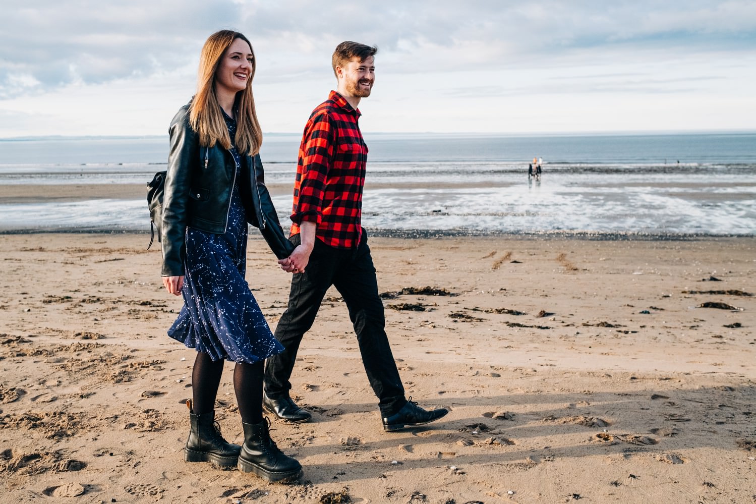 Relaxed beach engagement shoot in Portobello, Edinburgh