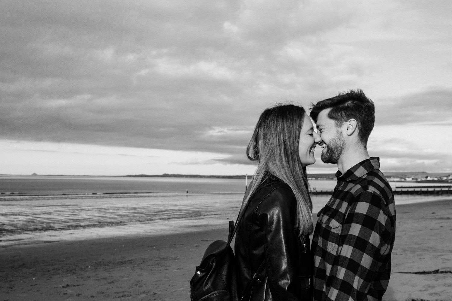 Relaxed beach engagement shoot in Portobello, Edinburgh