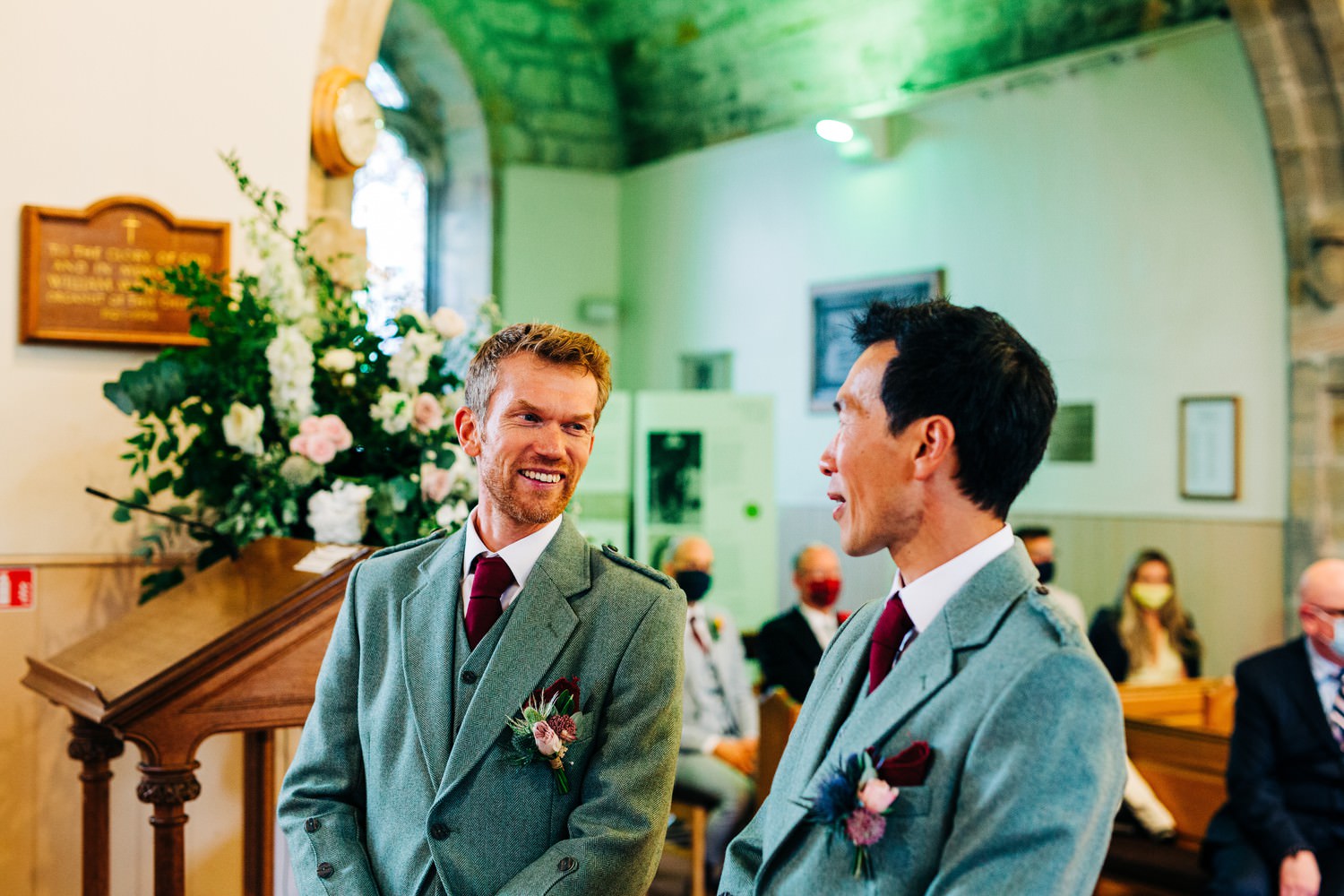 Relaxed East Lothian Scottish church wedding photography in North Berwick