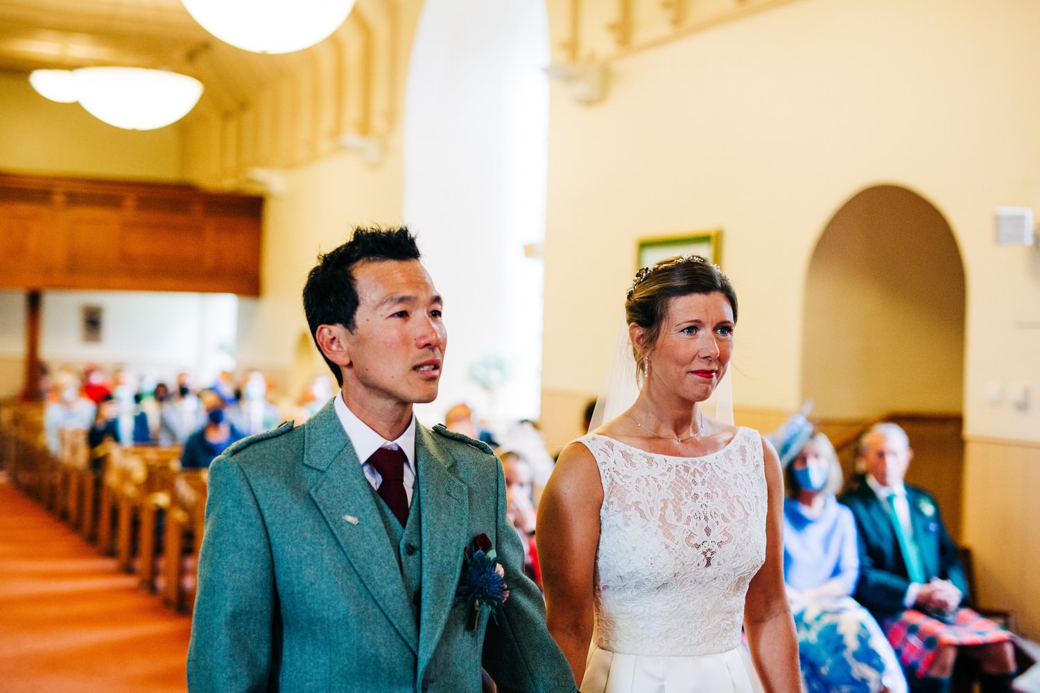 Relaxed East Lothian Scottish church wedding photography in North Berwick