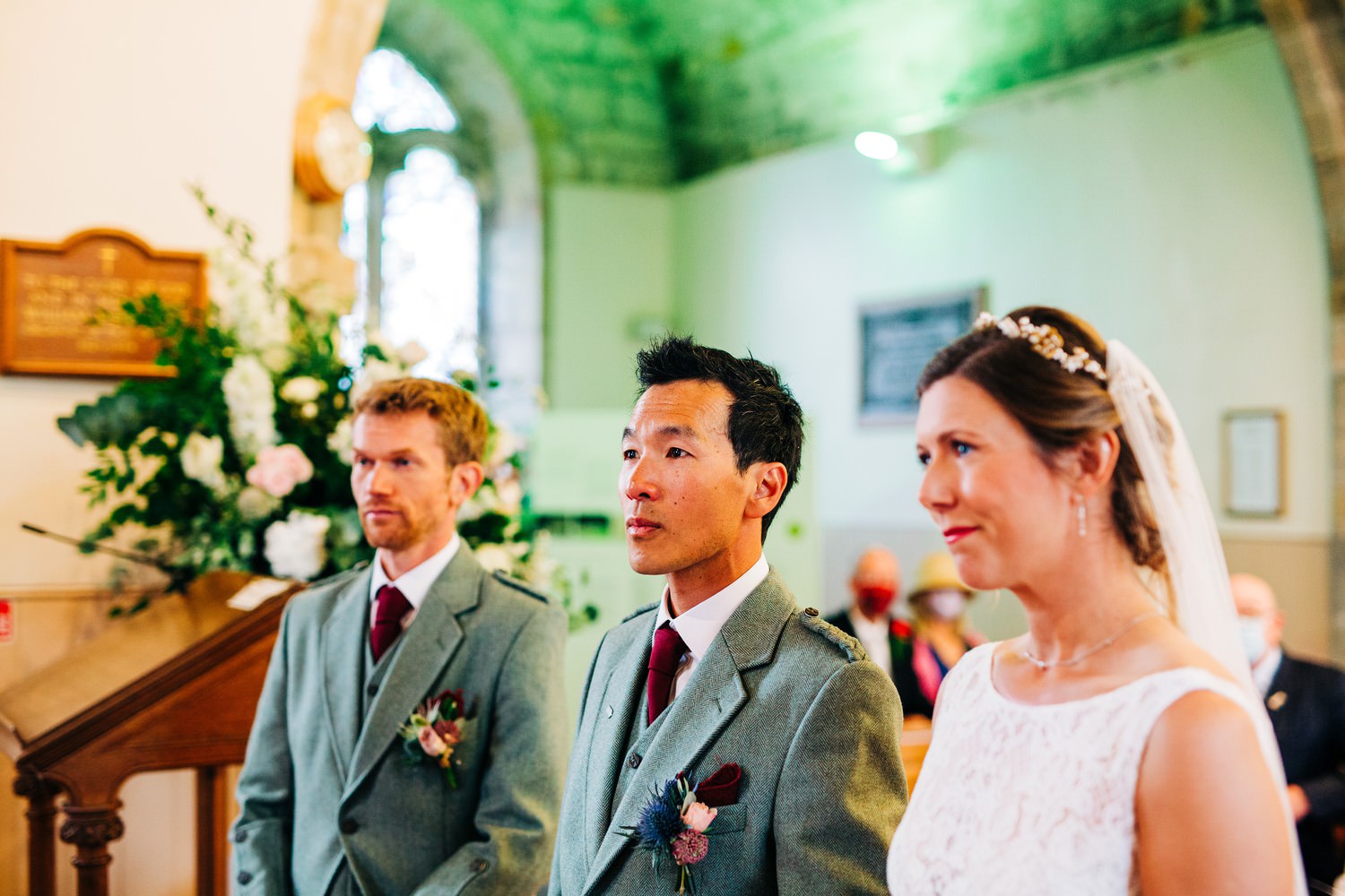 Relaxed East Lothian Scottish church wedding photography in North Berwick