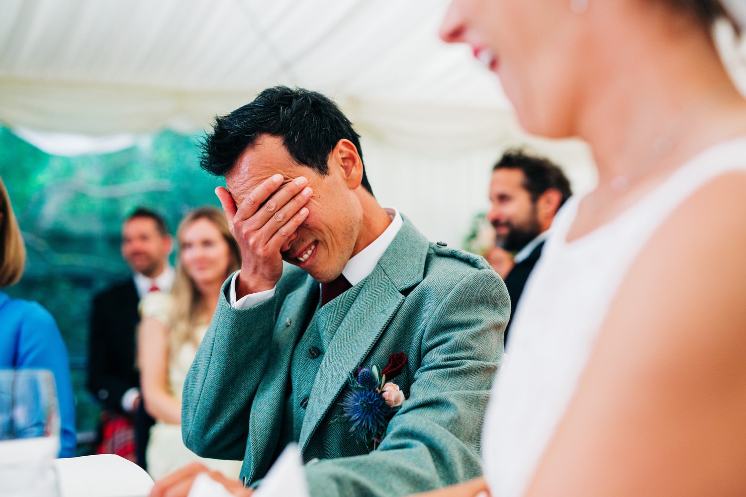 Relaxed East Lothian Scottish church wedding photography in North Berwick